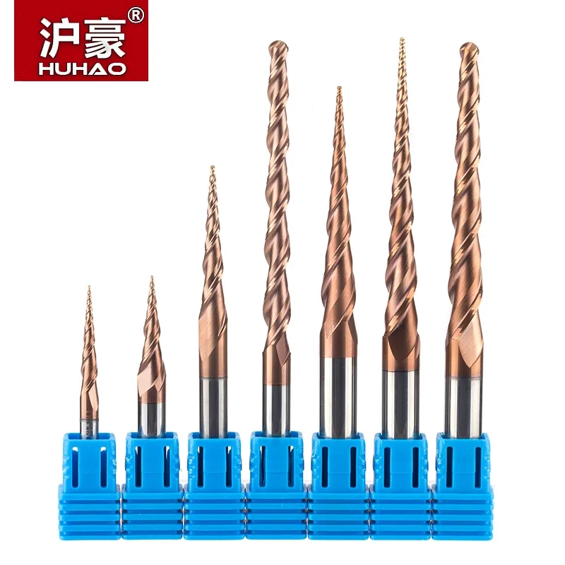 Diy Cnc Router Electronics - HUHAO Hartmetall-Kugelkopffräser, CNC-Kegel-Schaftfräser, 2 Nuten, HRC55,